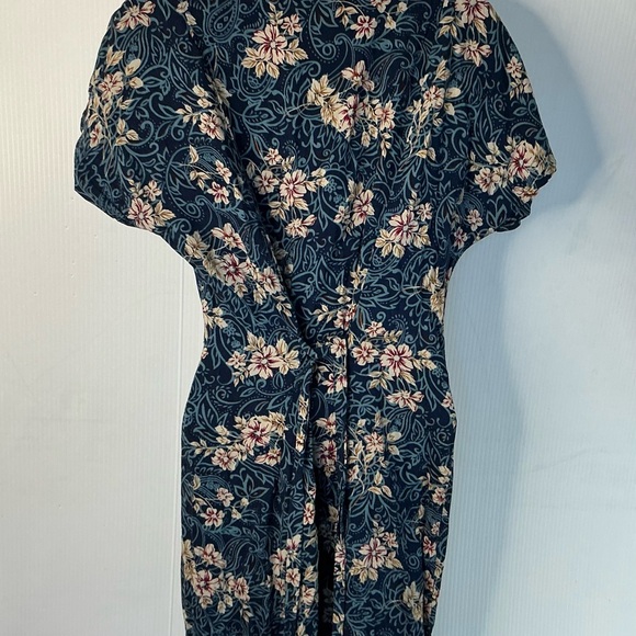 Basic Editions Navy Floral Button-Front Dress - Picture 4 of 8